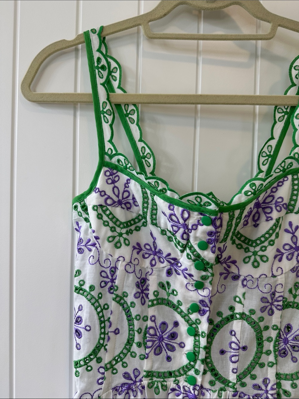 Charo Ruiz Ibiza Eyelet Purple and Green Dress Size-XS - Picture 2 of 8